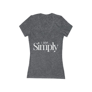 BODYCAFE "I am Simply" Women's Short Sleeve Deep V-Neck Tee