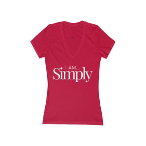 BODYCAFE "I am Simply" Women's Short Sleeve Deep V-Neck Tee